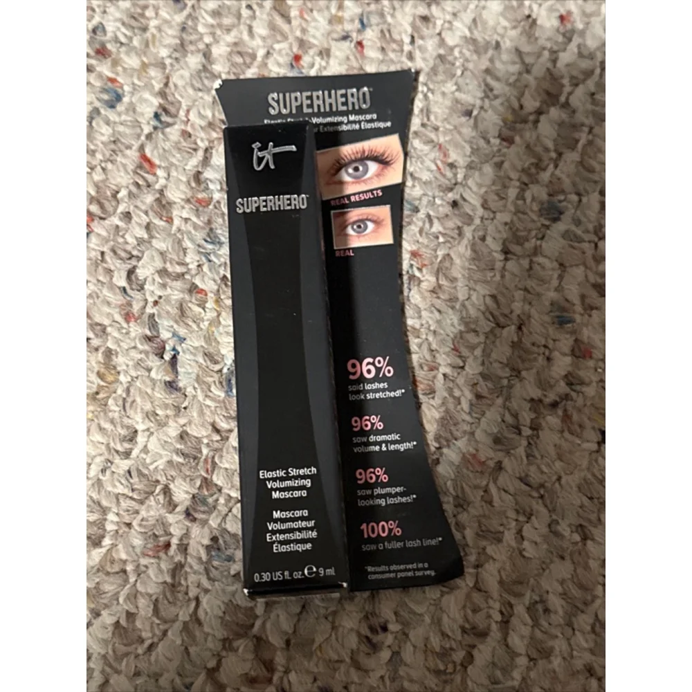 NEW IT Cosmetics SUPERHERO Elastic Stretch Volumizing Mascara SUPER BLACK .30oz